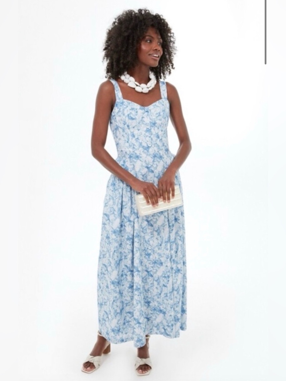 Hyacinth House by Tuckernuck Blue Abstract Floral Rosemary Midi Dress XS